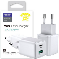 Joyroom ładowarka sieciowa (wtyczka EU) USB / USB Typ C 30W Power Delivery QuickCharge 3.0 AFC FCP biała (L-QP303)