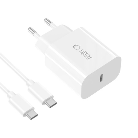 TECH-PROTECT ŁADOWARKA NC20W PD20W 1-PORT DO TELEFONÓW + KABEL TYPE-C BIAŁY