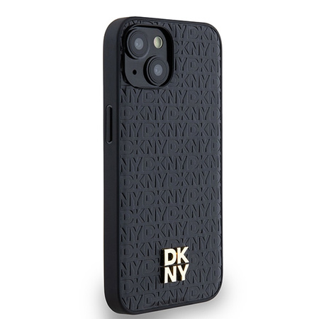 DKNY ETUI HARDCASE DO IPHONE 14 15 13 LEATHER MONOGRAM METAL LOGO