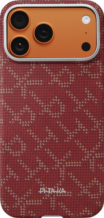 Pitaka Ultra-Slim Case, Monogram-Gold/Red - iPhone 17 Pro