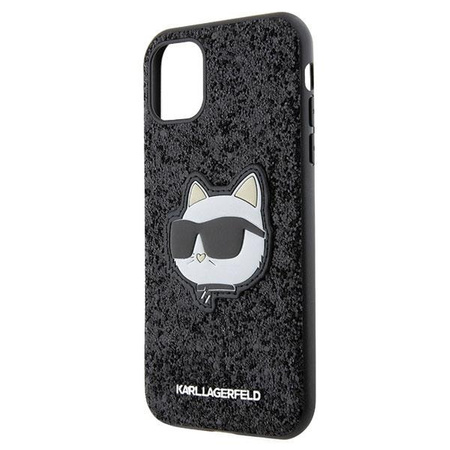 Etui Karl Lagerfeld KLHCN61G2CPK na iPhone 11 / Xr - czarne Glitter Choupette Patch