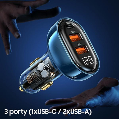 USAMS ŁADOWARKA SAMOCHODOWA 2xUSB 1xUSB-C 125W DO TELEFONÓW ZŁĄCZE USB-C