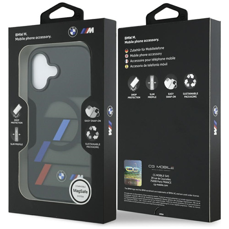 Etui BMW M IML Metal Buttons Tricolor    Lines MagSafe do iPhone 17 czarny