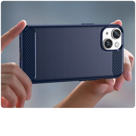 Carbon Case etui iPhone 14 Plus elastyczny żelowy pokrowiec na tył plecki niebieski