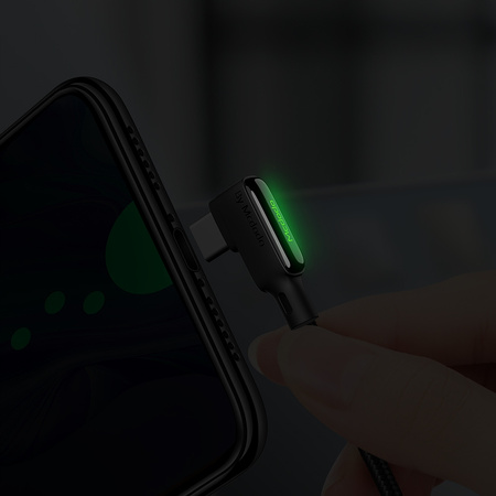 MCDODO KABEL KĄTOWY USB LIGHTNING SPIRALNY SPRĘŻYNOWY DO IPHONE 14 LED 2M