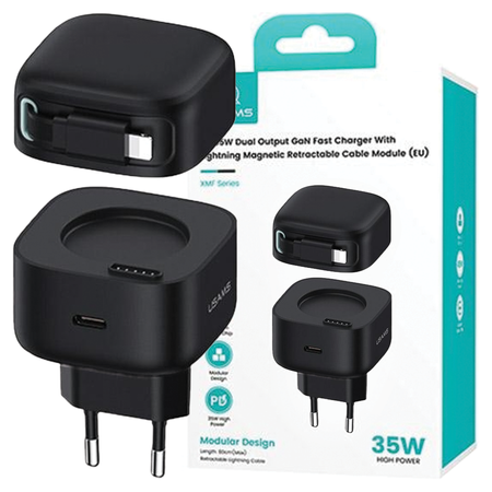 USAMS ŁADOWARKA ZWIJANY KABEL DO LIGHTNING DO IPHONE 11 12 13 14 35W PD