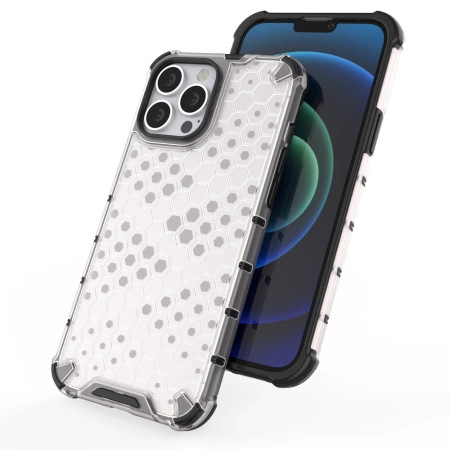 HURTEL HONEYCOMB ETUI DO IPHONE 13 PRO MAX PRZEZROCZYSTE Z ŻELOWĄ RAMKĄ