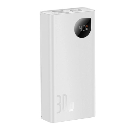 Powerbank Baseus Adaman2 z wyświetlaczem cyfrowym 2x USB-A / 1x USB-C 10000mAh 30W - biały