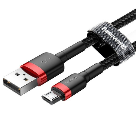 BASEUS KABEL USB DO MICRO USB DO TELEFON TABLET 2A 3M MOCNY CZARNY CZERWONY