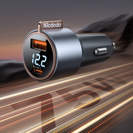 MCDODO MOCNA SZYBKA ŁADOWARKA SAMOCHODOWA Z MIERNIKIEM 2X USB USB-C 75W LED