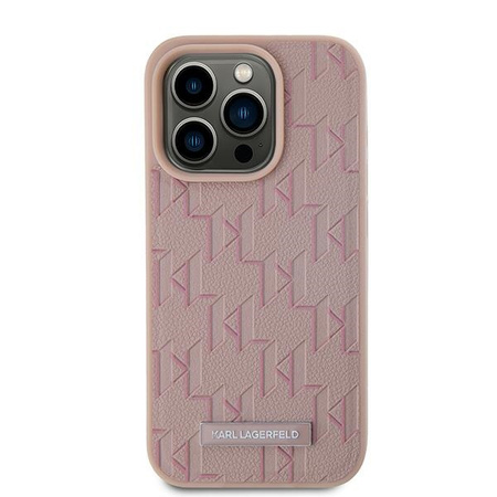 KARL LAGERFELD CASE DO IPHONE 15 PRO MAX 6.7 LEATHER MONOGRAM METAL LOGO