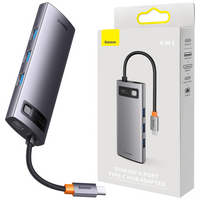 Baseus StarJoy HUB 6w1 USB Typ C - 3x USB / HDMI / RJ45 (1Gbps) / USB Typ C PD szary (WKWG080013)