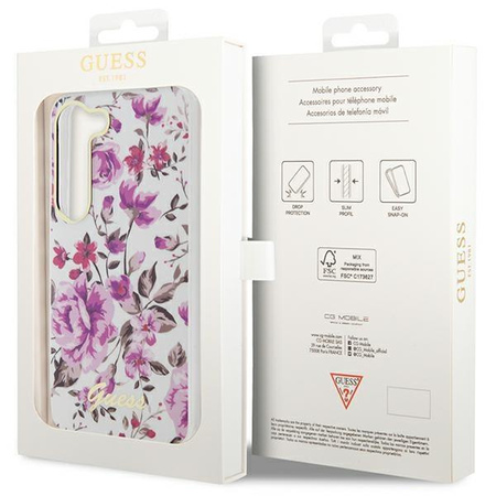 Etui Guess GUHCS23SHCFWST S23 S911 - białe Flower Collection