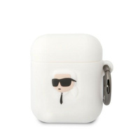 Etui Karl Lagerfeld KLA2RUNIKH na AirPods 1/2 - białe Silicone Karl Head 3D