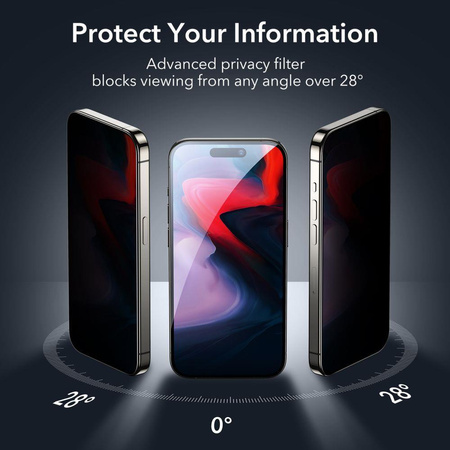 SZKŁO HARTOWANE ESR TEMPERED GLASS IPHONE 15 PRO PRIVACY