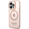 Etui Guess GUHMP14XHTCMP na iPhone 14 Pro Max - różowe Gold Outline Translucent MagSafe