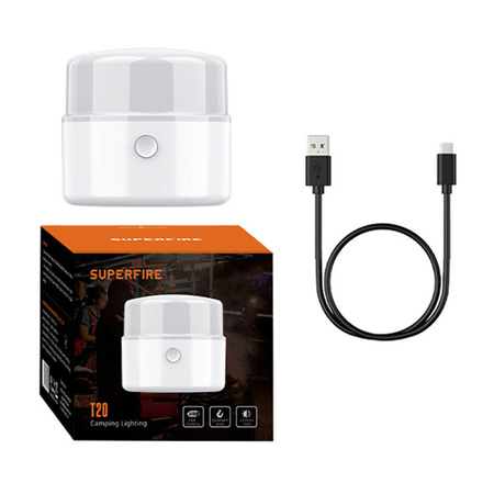SUPERFIRE LAMPA KEMPINGOWA T20 180LM DO KEMPINGU I PODRÓŻY Z ŁADOWANIEM USB