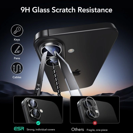 Osłona aparatu ESR Armorite na iPhone 16 / 16 Plus / 17 - przezroczyste