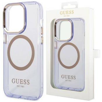 Etui Guess GUHMP14LHTCMU na iPhone 14 Pro purpurowy/purple Gold Outline Translucent MagSafe