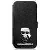 Karl Lagerfeld KLFLBKP12SIKMSBK iPhone 12 mini 5,4" czarny/black book Saffiano Ikonik Metal