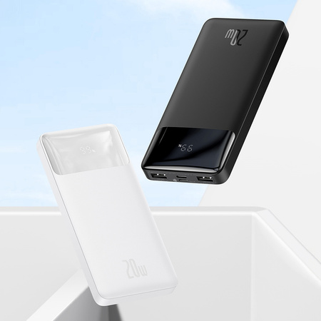 Baseus Bipow powerbank z szybkim ładowaniem 30000mAh 20W biały (Overseas Edition) + kabel USB-A - Micro USB 0.25m biały (PPBD050402)