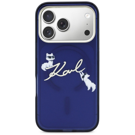 Etui Karl Lagerfeld IML Choupettes Karl  Script Logo MagSafe do iPhone 17 Pro niebieski