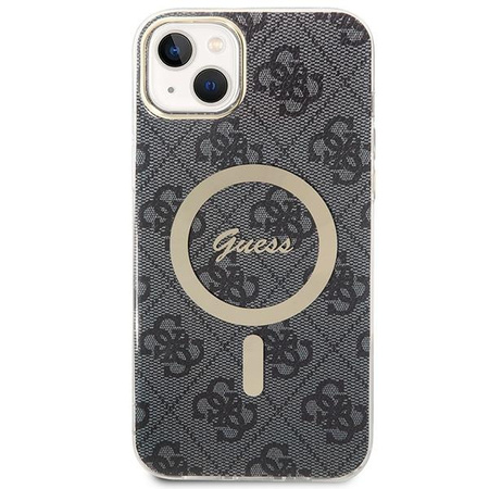 Guess zestaw ładowarka MagSafe + etui do iPhone 14 Plus 6,7" czarne 4G Print (GUBPP14MH4EACSK)