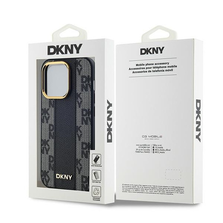 DKNY ETUI HARDCASE DO IPHONE 13 PRO 6.1 LEATHER CHECKERED MONO WZÓR