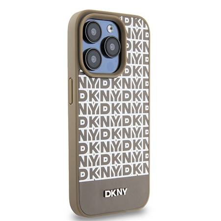 DKNY CASE DO IPHONE 15 PRO 6.1 LEATHER PRINTED PATTERN DO MAGSAFE METAL