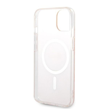 Guess zestaw ładowarka MagSafe + etui do iPhone 14 6,1" różowe 4G Print (GUBPP14SHMEACSK)