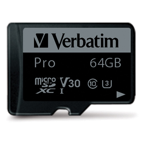 VERBATIM KARTA MICROSD 64GB U3 DO TELEFONÓW Z ADAPTEREM I SZYBKIE ŁADOWANIE