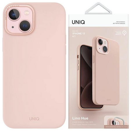 Etui Uniq Lino Hue na iPhone 14 Plus Magclick Charging - różowe