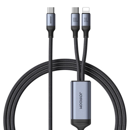 Kabel 2 w 1 Joyroom speedy series SA21-1T2 USB-C - USB-C / Lightning 100W 1.5m czarny