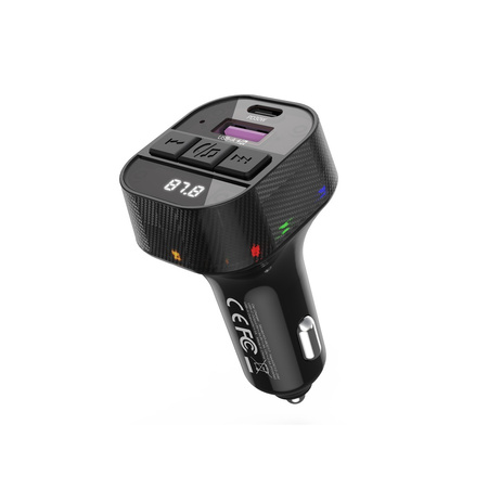 XO transmiter FM BCC17 Bluetooth MP3 ładowarka samochodowa 30W czarna + kabel USB-C - USB-C