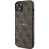 Etui Guess 4G Collection Leather Metal Logo MagSafe na iPhone 14 / 15 / 13 - brązowe