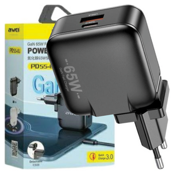 AWEI ŁADOWARKA USB-C 65W DO MACBOOK AIR PRO XPS 13 15 SZYBKIE ŁADOWANIE