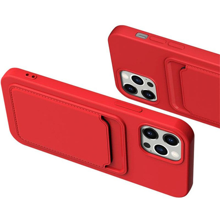 Card Case silikonowe etui portfel z kieszonką na kartę dokumenty do iPhone 12 różowy