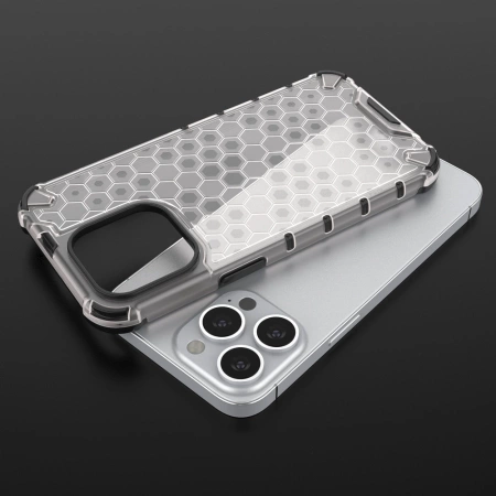 HURTEL ETUI HONEYCOMB PANCERNE DO IPHONE 13 PRO Z ŻELOWĄ RAMKĄ WYTRZYMAŁE