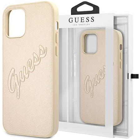Guess GUHCP12MRSAVSLG iPhone 12/12 Pro 6,1" złoty/gold hardcase Saffiano Vintage Script