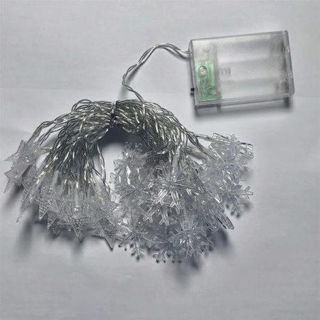 BELINE LAMPKI LED SNOWFLAKE CIEPŁE BIAŁE 3M 20 LAMPEK ZASILANE BATERIA 3XAA