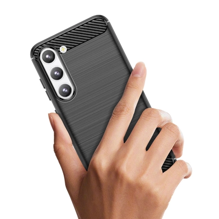 Carbon Case etui Samsung Galaxy S23+ elastyczny silikonowy karbonowy pokrowiec czarne