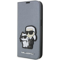 Etui Karl Lagerfeld KLBKP14LSANKCPG na iPhone 14 Pro bookcase - srebrne Saffiano Karl&Choupette