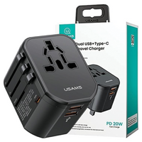 USAMS ŁADOWARKA SIECIOWA 3 PORTY 20W 2XUSB 1XUSB-C DO TABLETÓW SMARTFONÓW