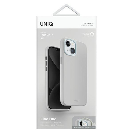 UNIQ etui Lino Hue iPhone 15 6.1" Magclick Charging jasnoszary/chalk grey