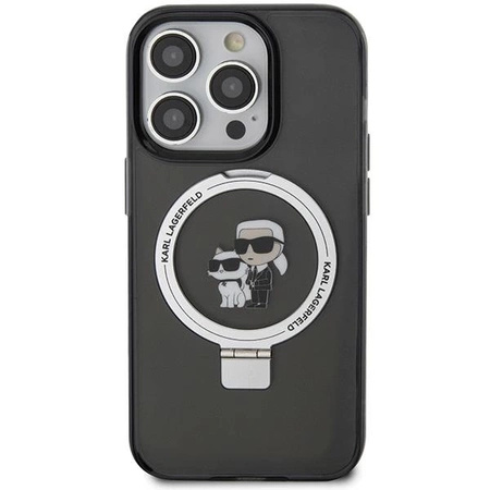 Etui Karl Lagerfeld Ring Stand Karl&Choupettte MagSafe do iPhone 15 Pro Max - czarne