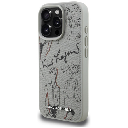 Etui Karl Lagerfeld Grained Pattern &    Logo MagSafe do iPhone 16 Pro Max szary