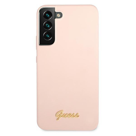 Guess GUHCS22MLSLMGPP S22+ S906 różowy/pink hardcase Silicone Script Metal Logo