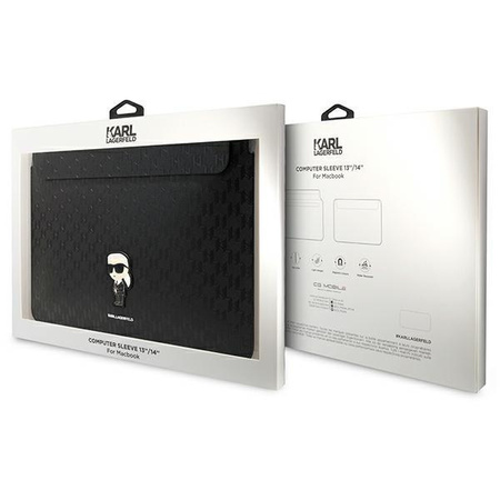 Etui Karl Lagerfeld Saffiano Monogram Ikonik KLCS14SAKHPKK na laptopa 14" - czarne