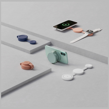 Ładowarka indukcyjna Bazic GoMag Trio 2  3w1 15W magnetyczna do iPhone/Watch/AirPods różowy