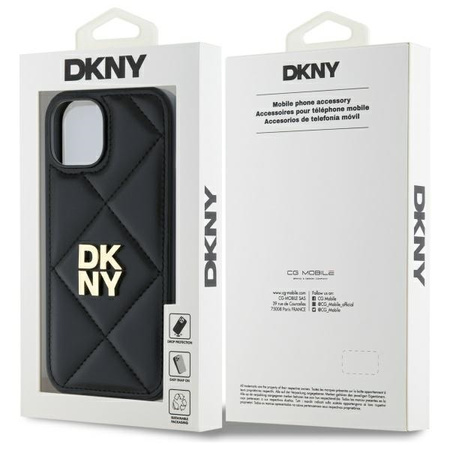 DKNY ETUI POKROWIEC CASE DO APPLE IPHONE 14 QUILTED STACK LOGO CZARNY